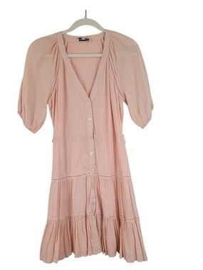 Veronica Beard Blush Pink Button-Front Midi Dress